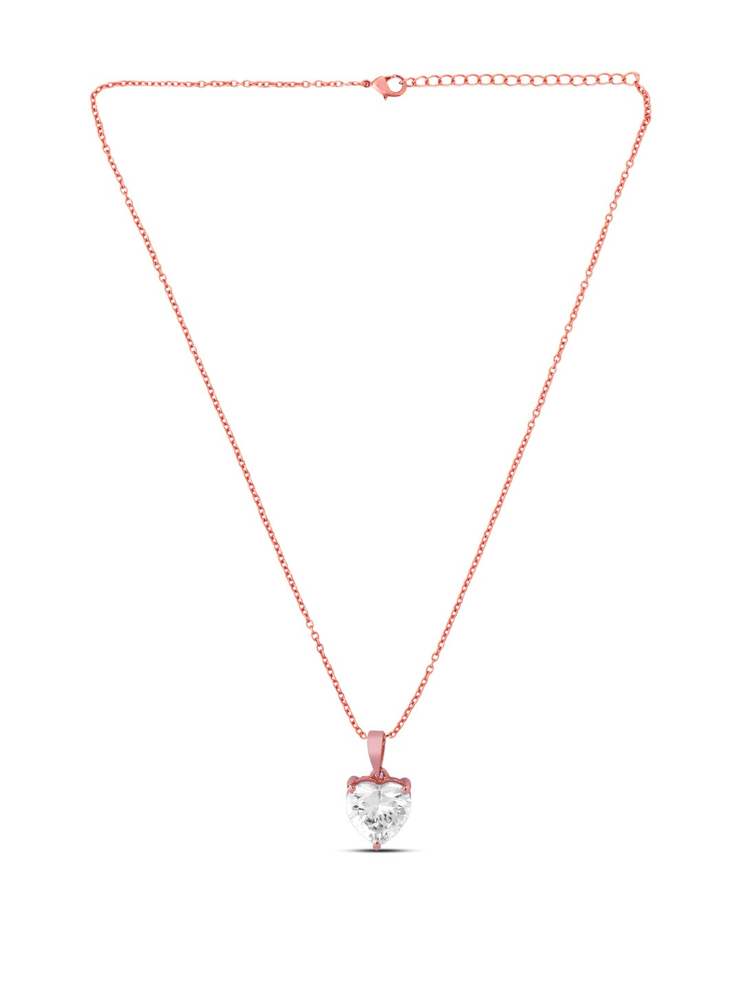 RAGABANDHA DESIGN STUDIO Women Rose Gold Plated Heart Solitaire Pendant Chain Necklace