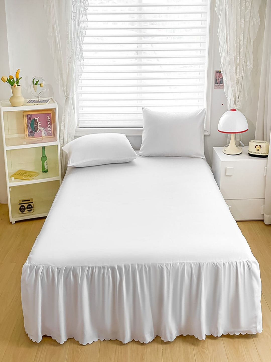 JC HOME White 140 TC Double Queen Bedsheet Set-1.50 m x 2 m