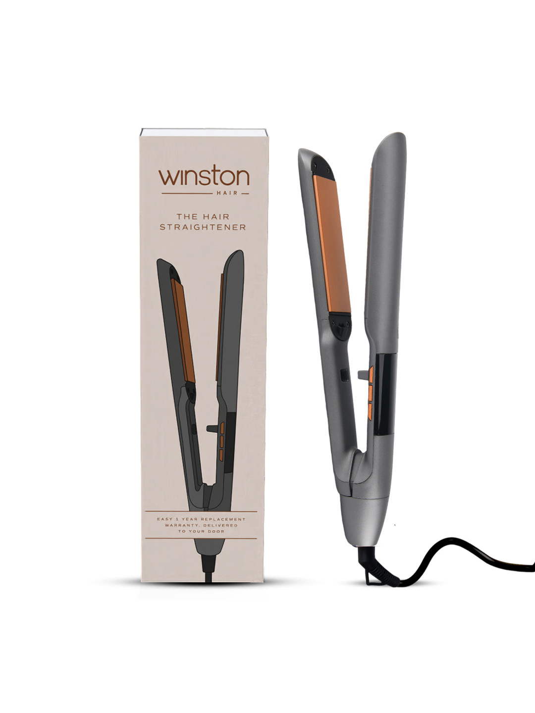 WINSTON Hair Straightener With Titanium Ceramic Plates - Grey