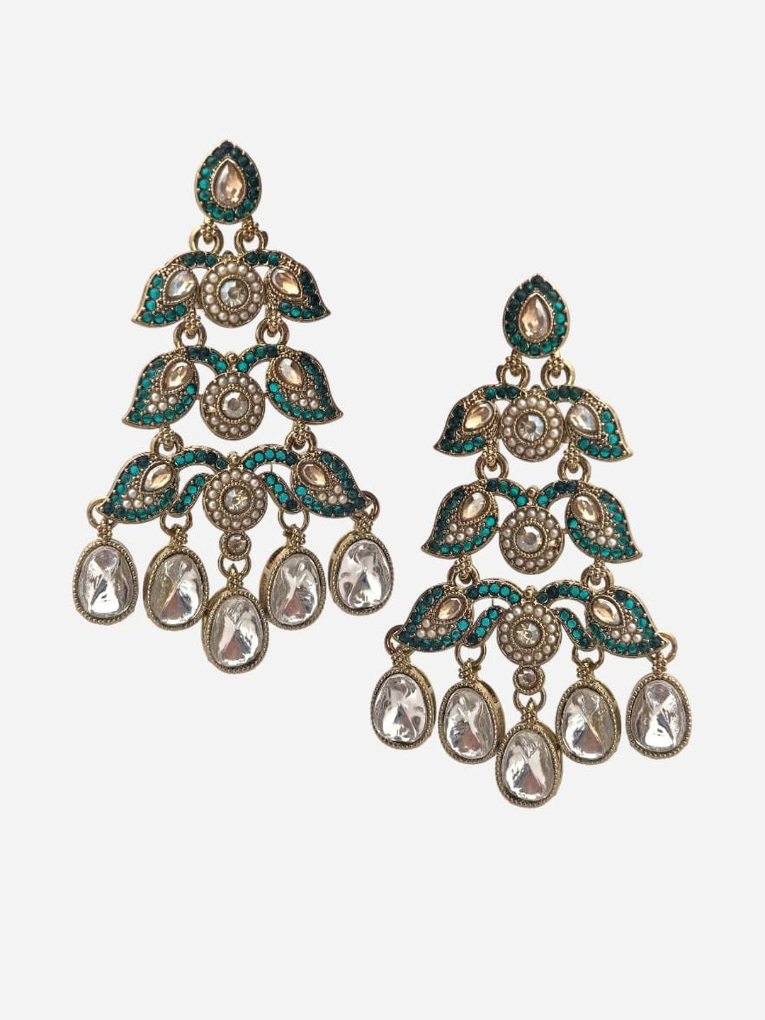 BFC - BUY FOR CHANGE Gold Plated Kundar Studded Chandbalis Earrings