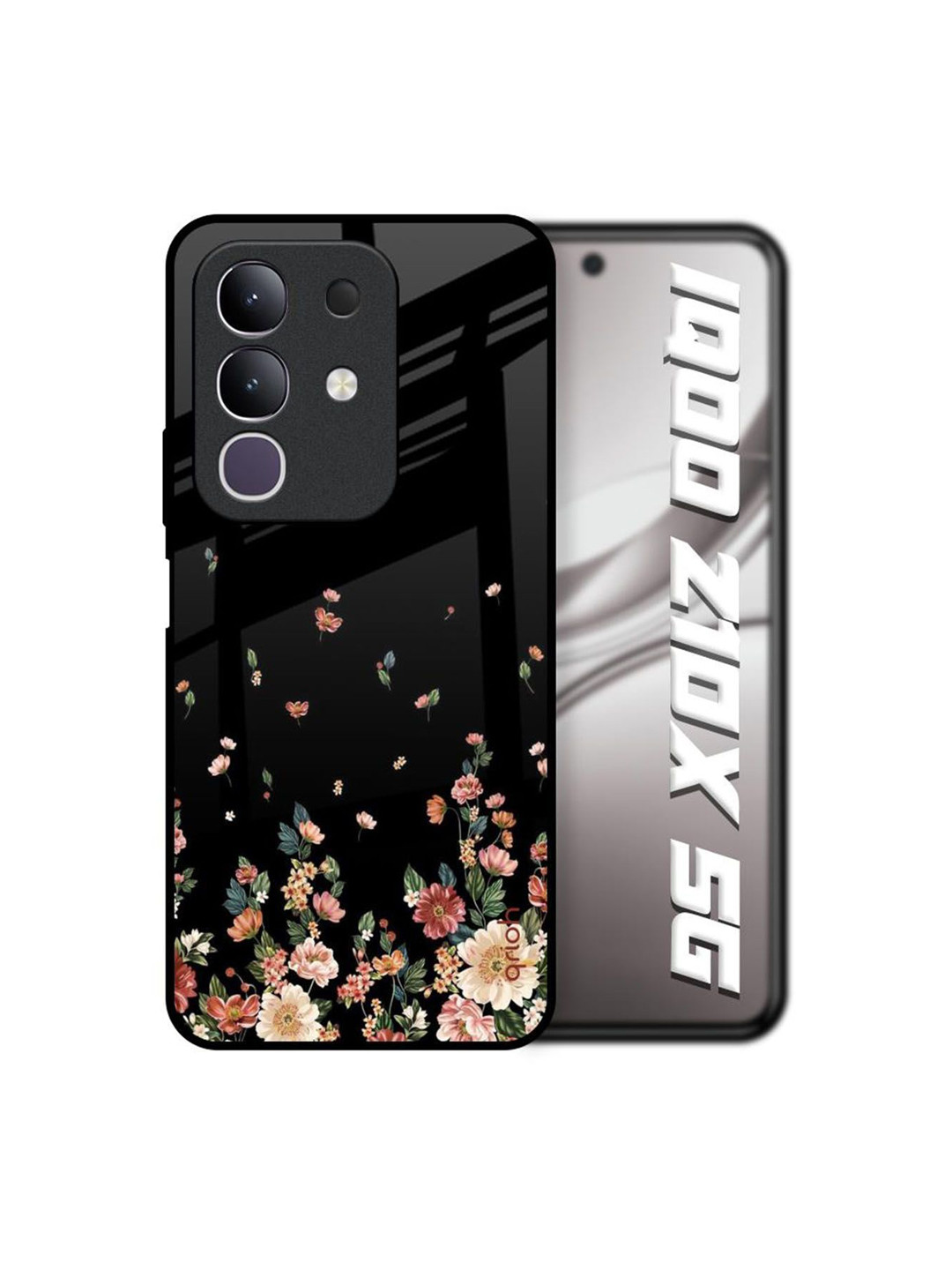 QRIOH Unisex IQOO Z10x 5G Floral Floating Floral Print Shockproof Glass Back Case