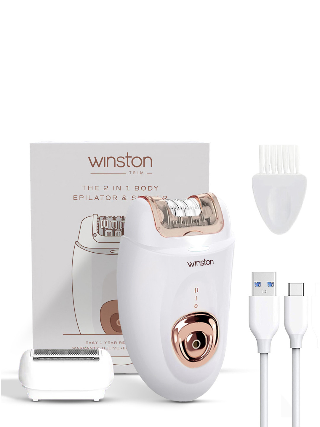 WINSTON Women Rechargeable 2-in-1 Body Epilator & Shaver with Smooth Glide Technology