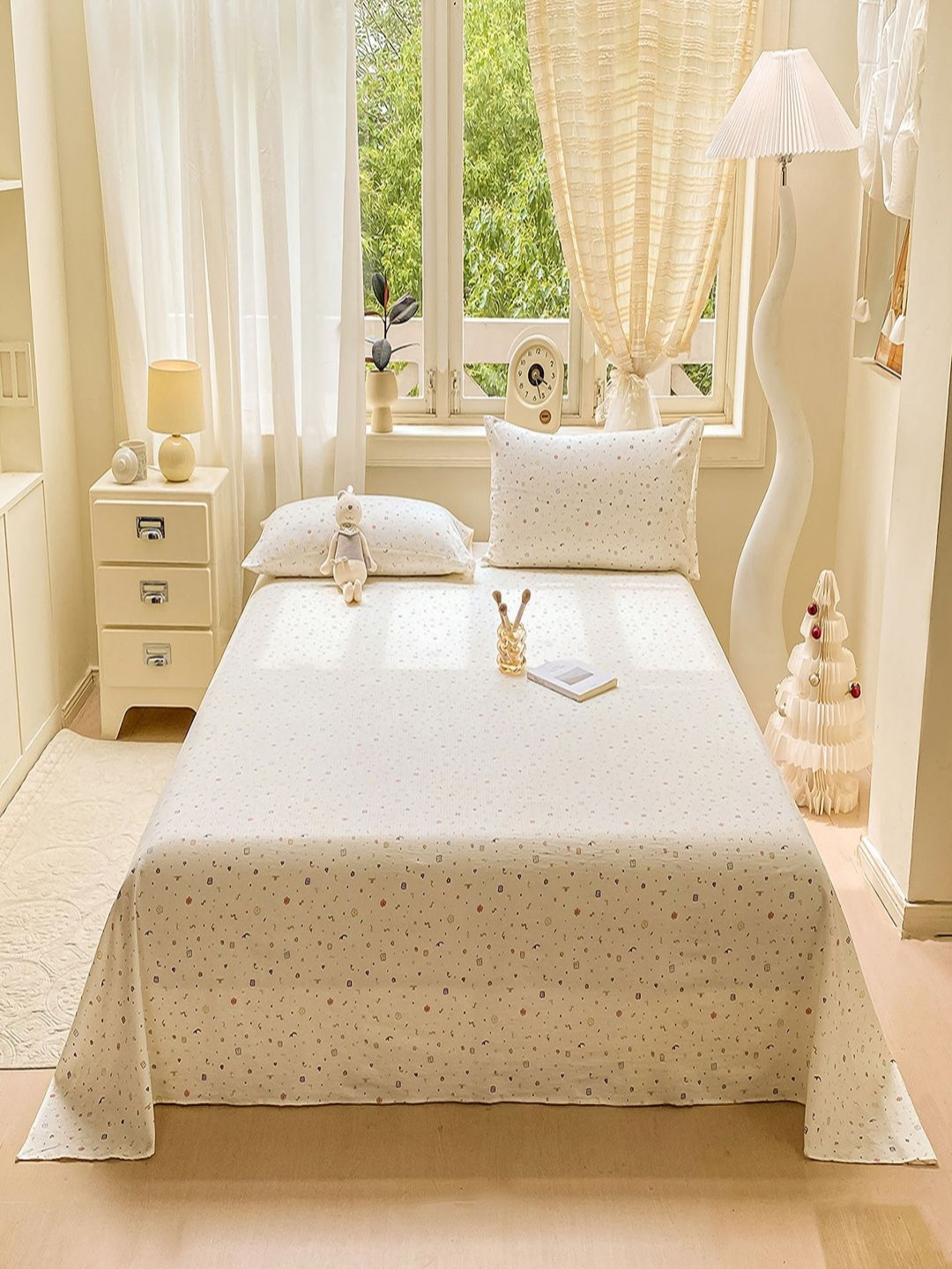 JC HOME White 140 TC Single Bedsheet Set- 1.60m x 2.30m