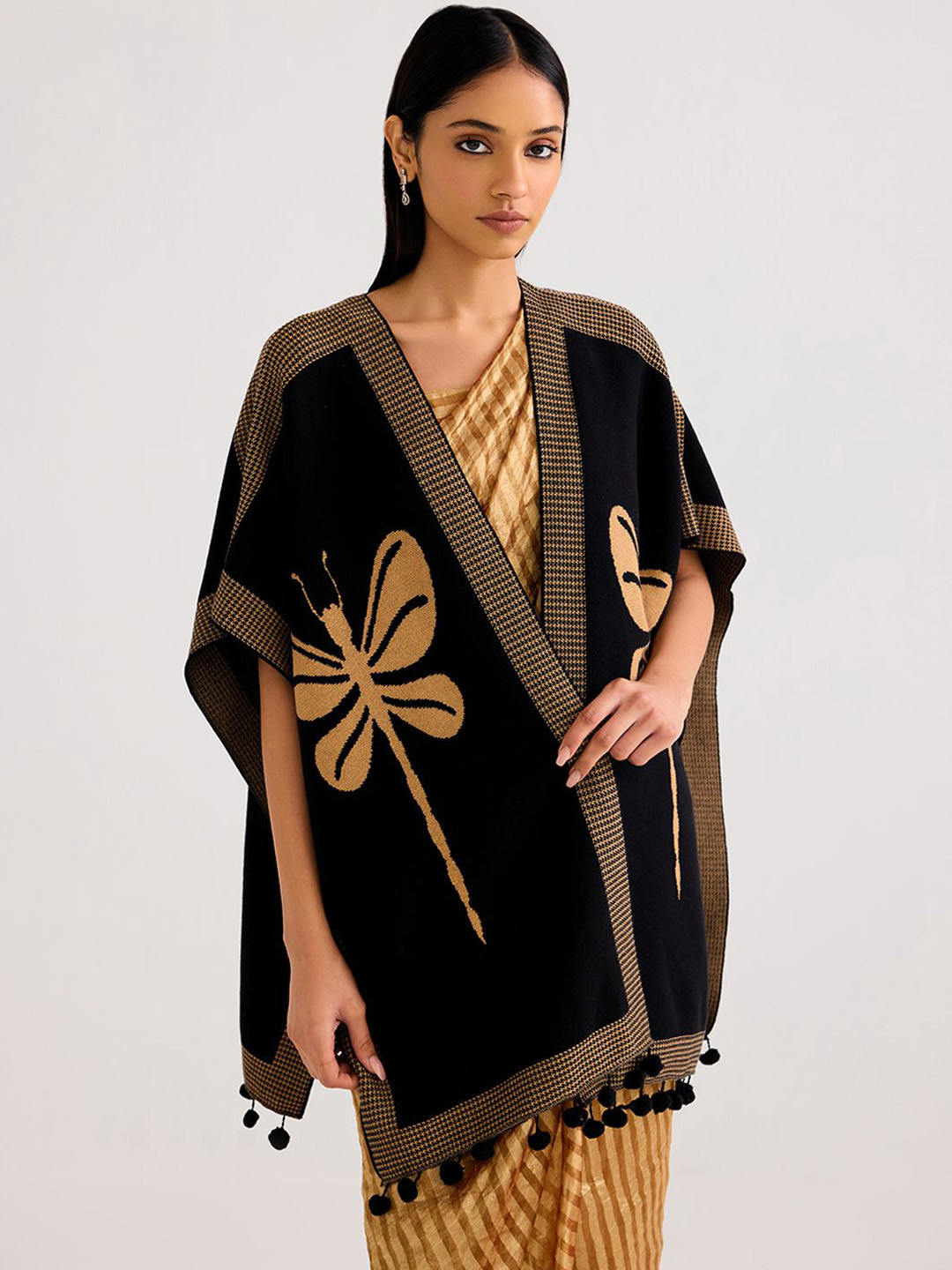 Ancestry Women Floral Printed Longline Kaftan Jacket Embroidered
