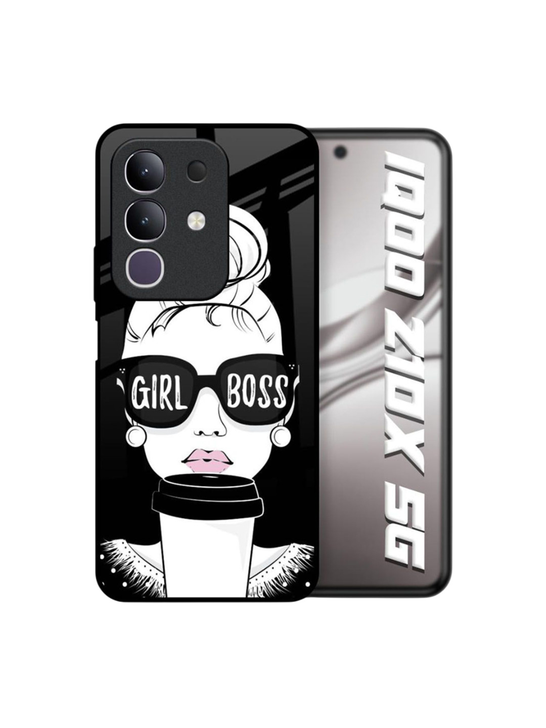 QRIOH Unisex IQOO Z10x 5G Quirky Girl Boss Shockproof Glass Back Case