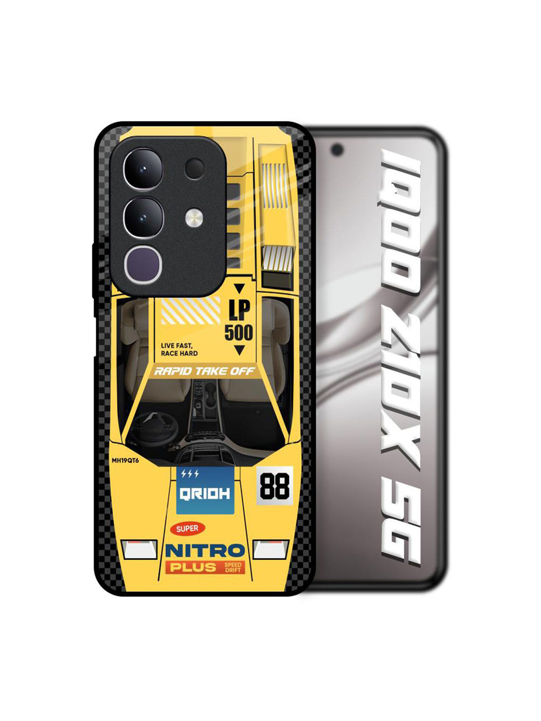 QRIOH Unisex IQOO Z10x 5G Typography Racing Car Shockproof Glass Back Case