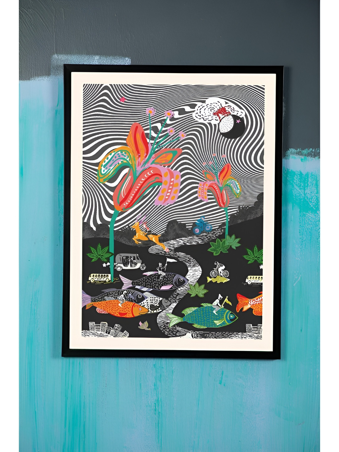 FREEDOM TREE Black & White Abstract Paper and Acrylic Wall Art