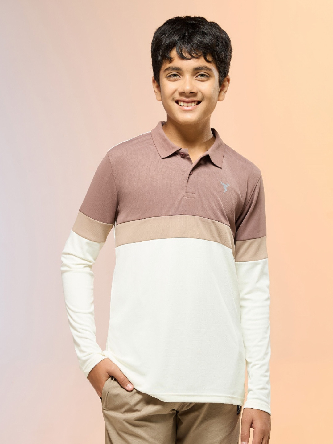 Boys Polo Slim Fit Sports T-shirt Colourblock with TECHNO DRY