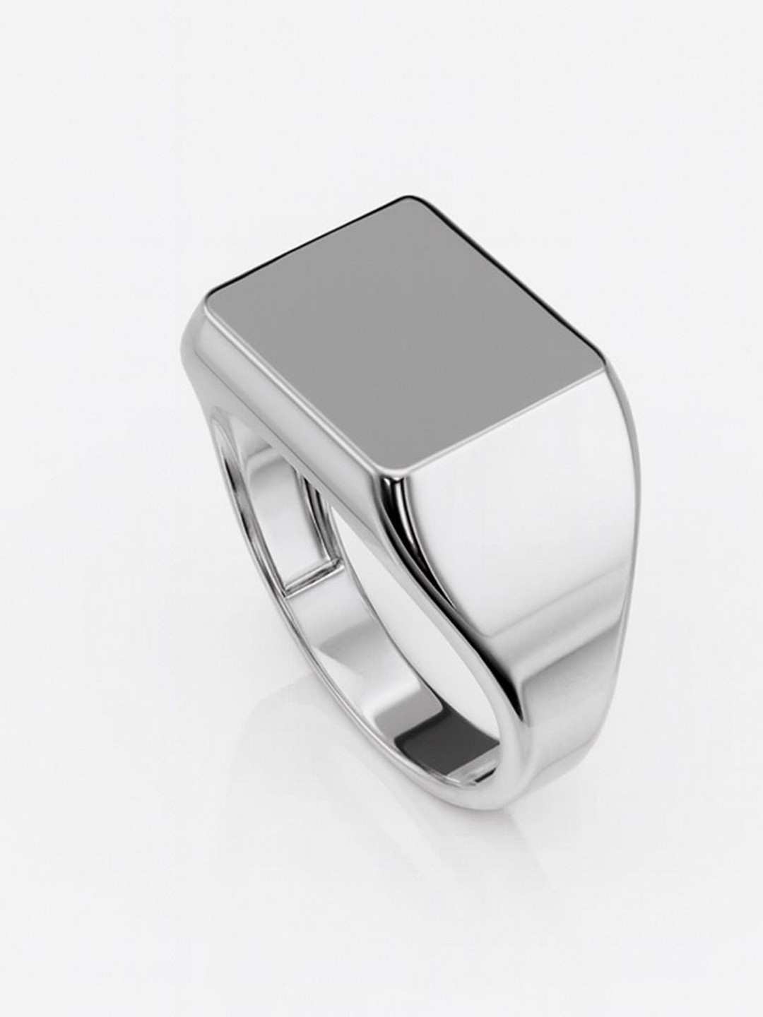 Anushka Jain Jewellery 925 Sterling Silver Rhodium-Plated Square Signet Finger Ring