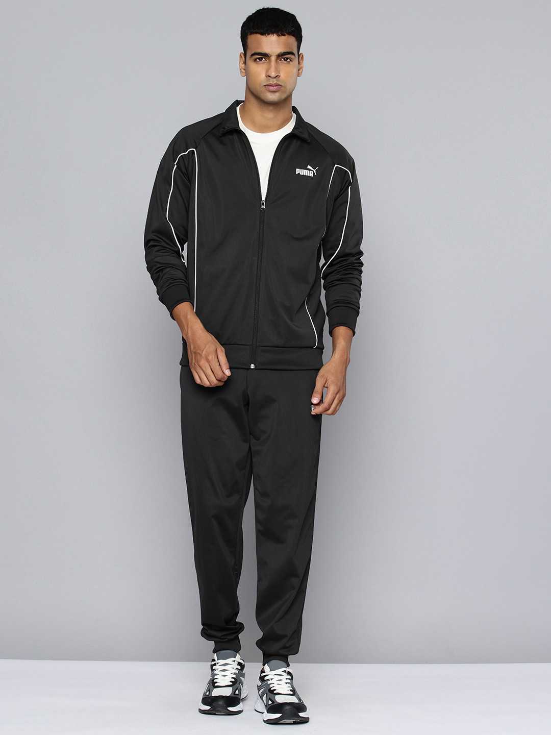 Puma Tricot Piping Mock Collar Jacket With Joggers