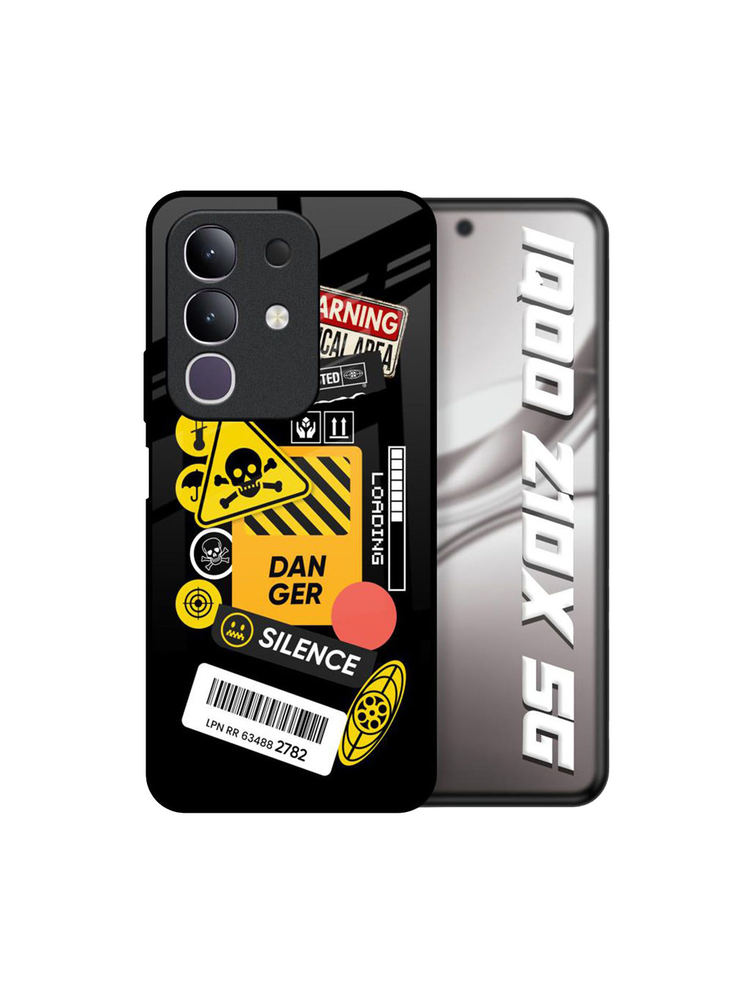 QRIOH Unisex IQOO Z10x 5G Typography Danger Signs Shockproof Glass Back Case