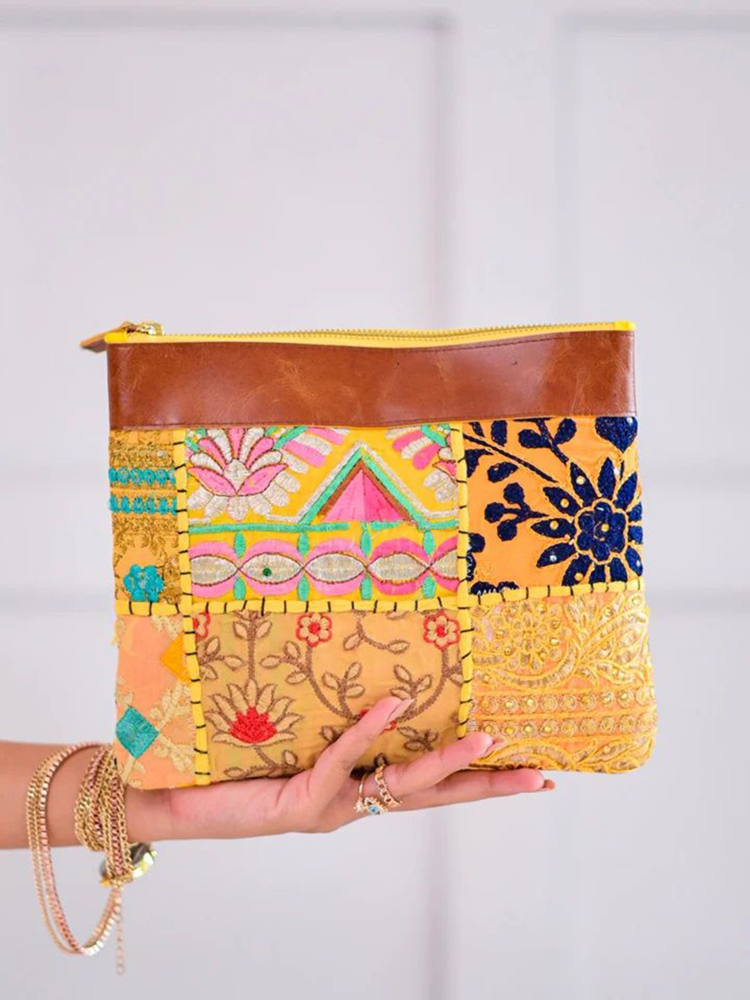 Needles Play Embellished Eco Friendly Pure Cotton Pouch Travel Accessory