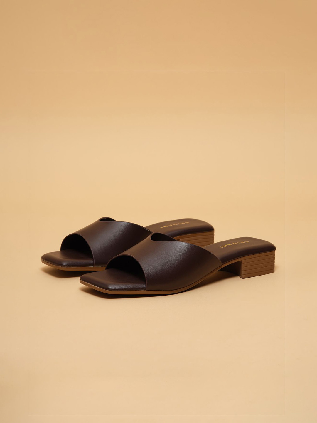 ERIDANI Women Cocoa Slip-On Heels
