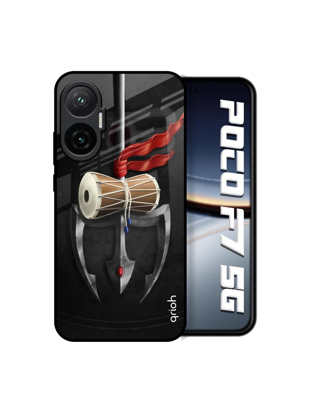 QRIOH Unisex Poco F7 5G Quirky Power Of Lord Shockproof Glass Back Case