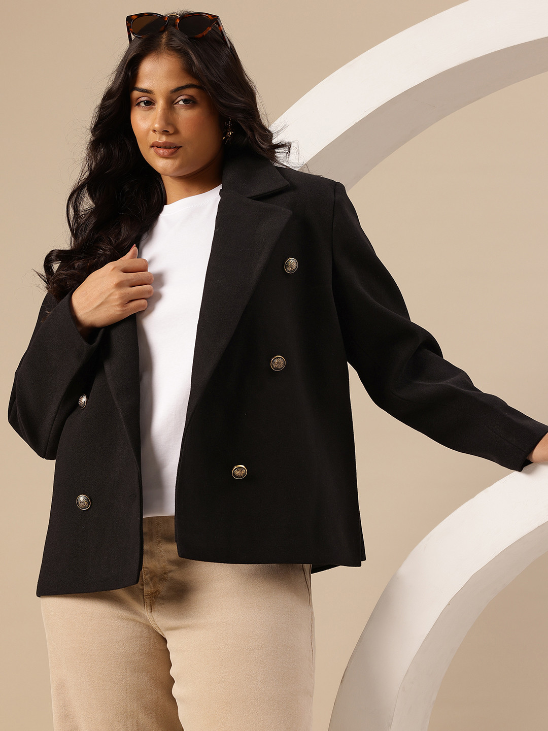Sztori Plus Size Double-Breasted Coat