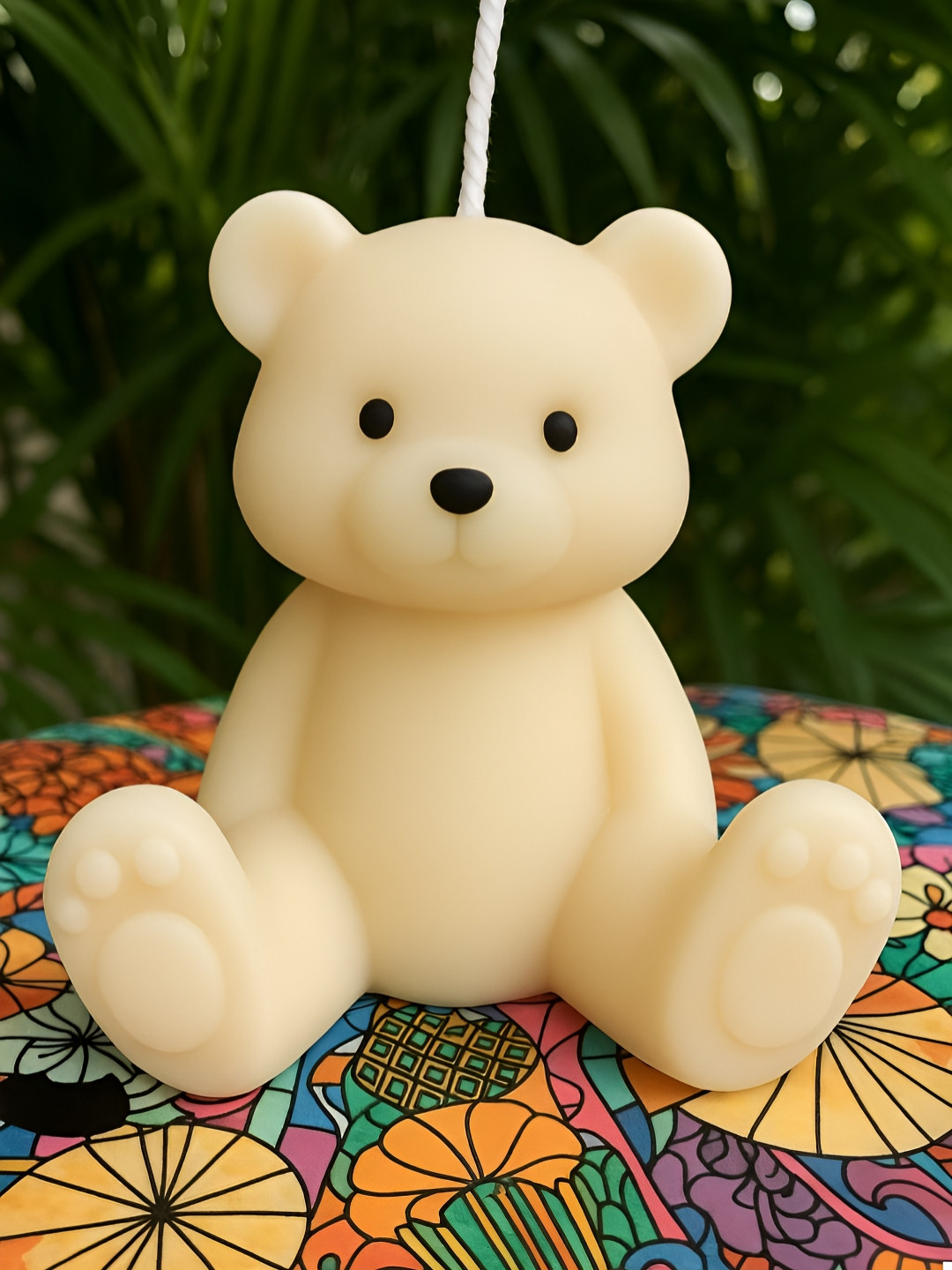 Mandy & Co Brown & Gold-Toned Teddy Bear Pillar Candle