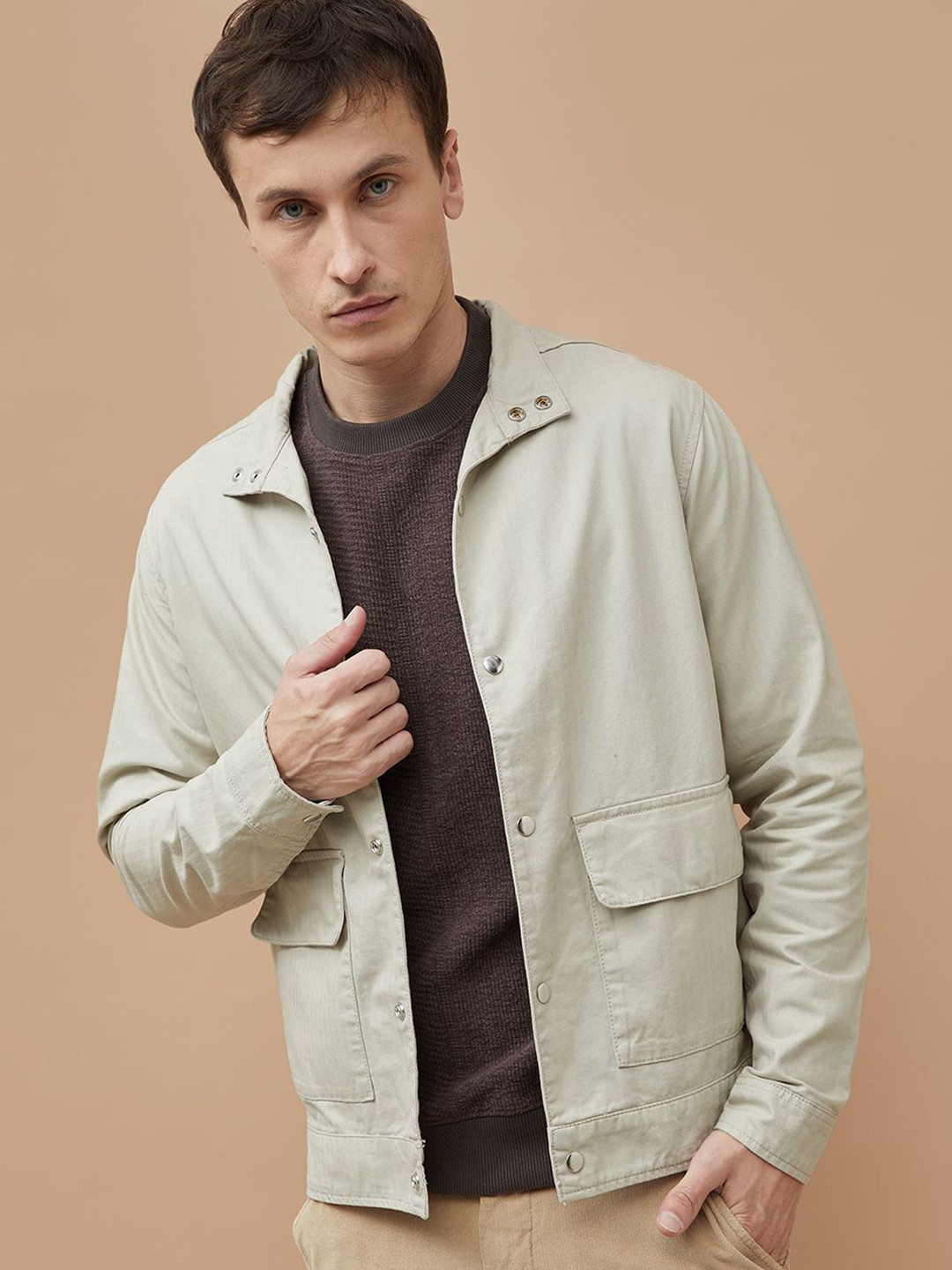 CODE by Lifestyle Men Stand Collar Solid Tailored Jacket