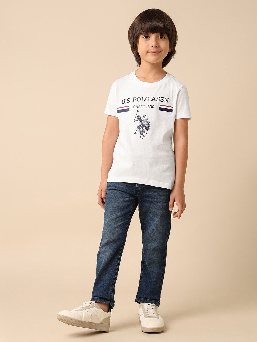 Uspa Kids Boys Brand Embossed Pure Cotton T-shirt