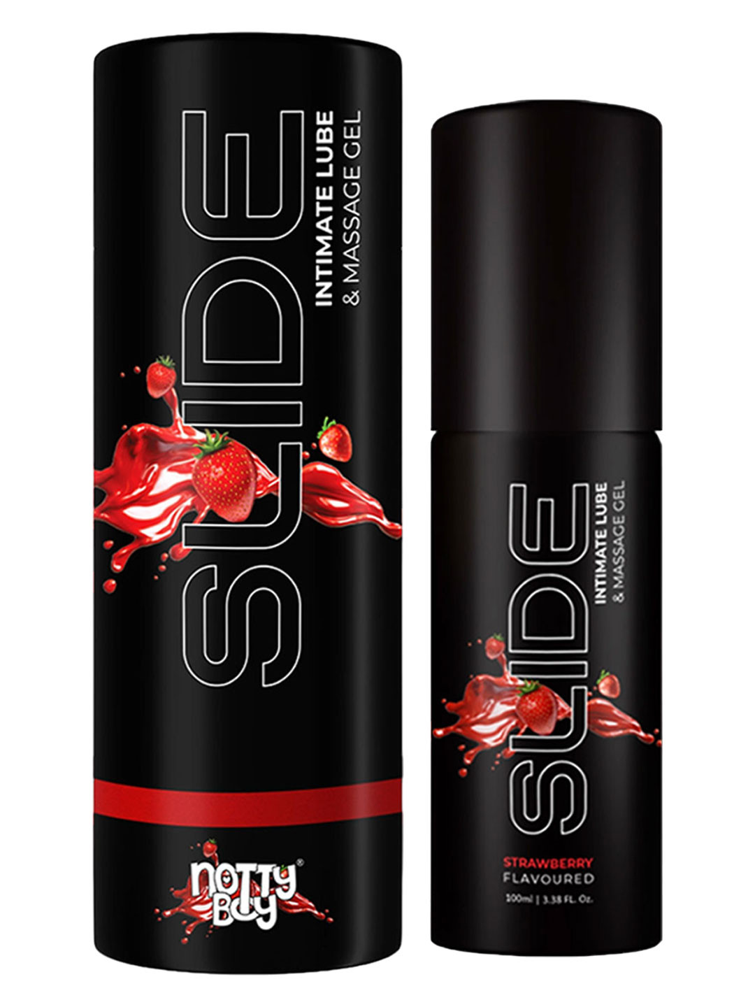 noTTy Boy Slide Strawberry Flavoured Intimate Lube & Massage Gel - 100 ml