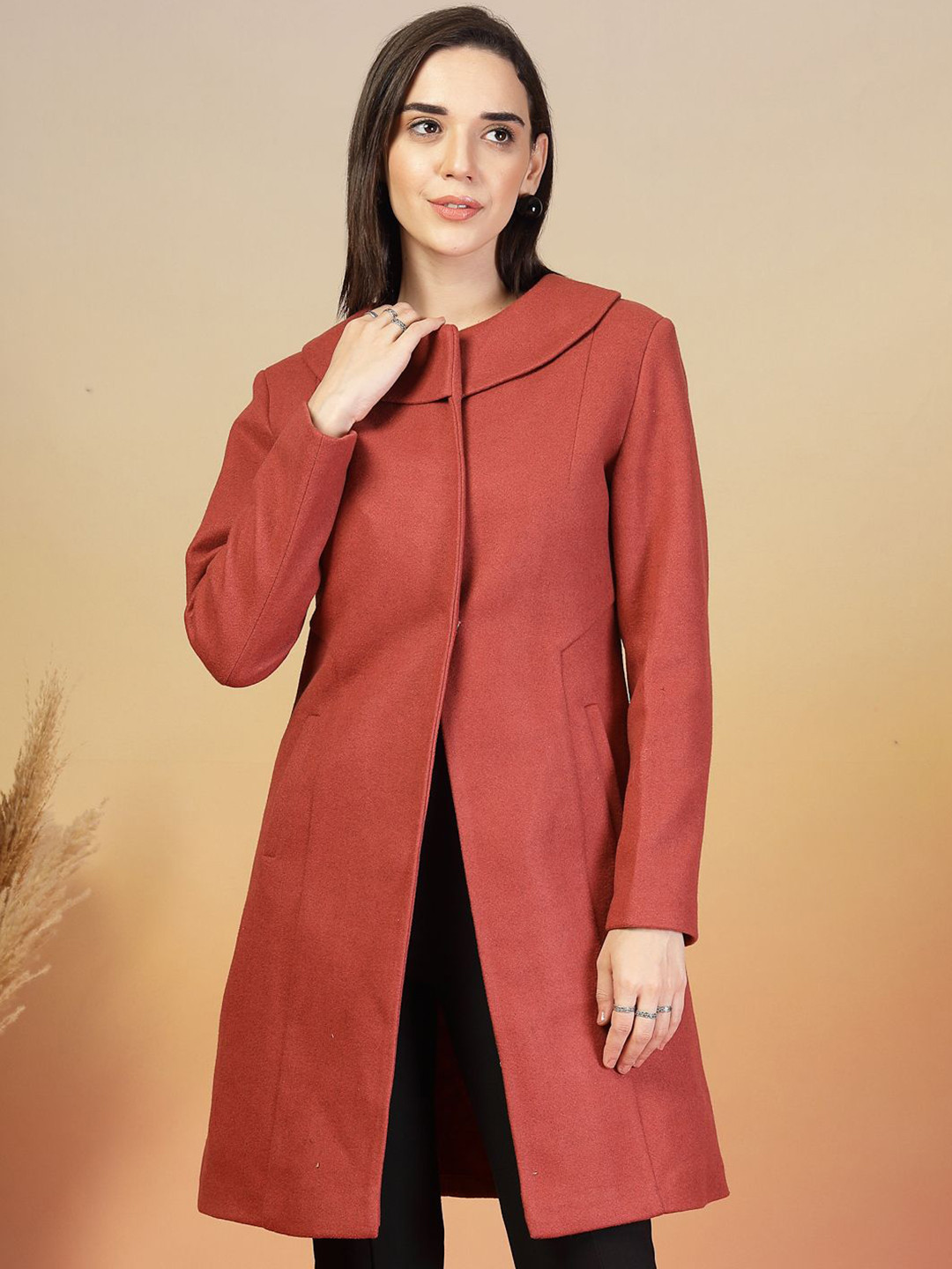 Thirty Threads Women Stand Collar Single-Breasted Woollen Long Overcoat
