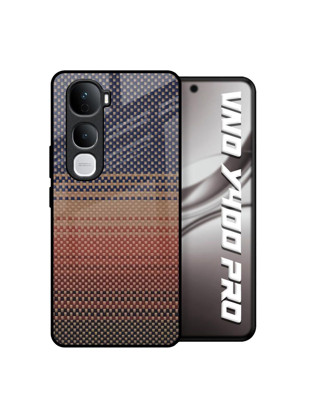 QRIOH Unisex Vivo Y400 Pro 5G Abstract Fiber Artistry Shockproof Glass Back Case