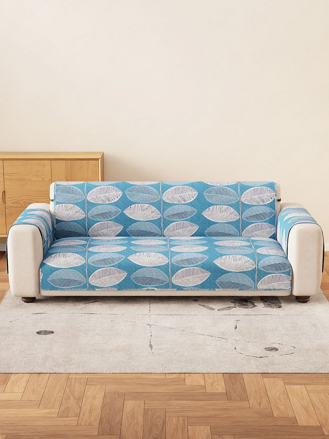 Lukzer Turquoise Blue Ocean Breeze Pattern 3 Seater Sofa Mat