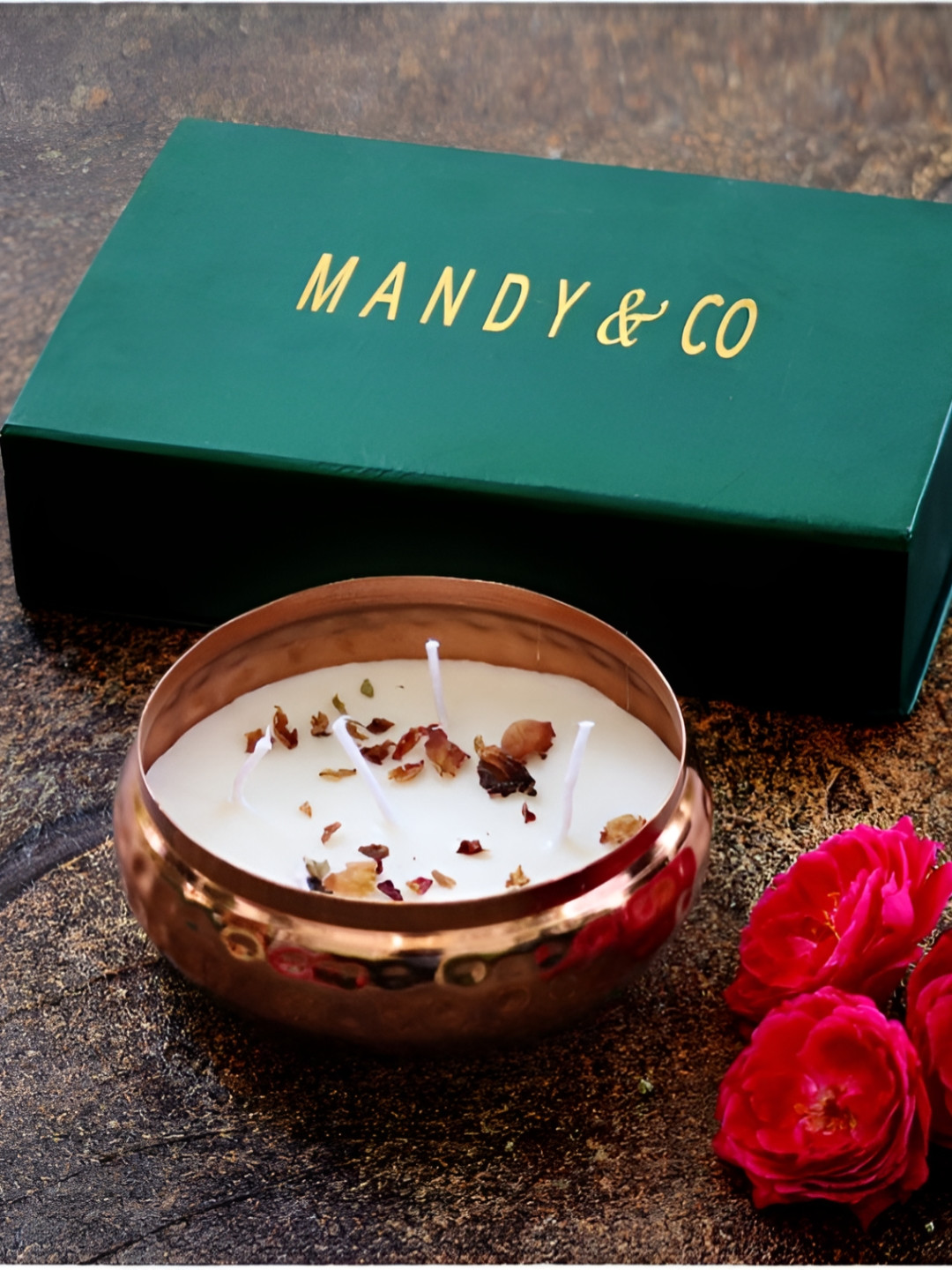 Mandy & Co Lead-Free Wick Urli Rose Soy Jar Candle
