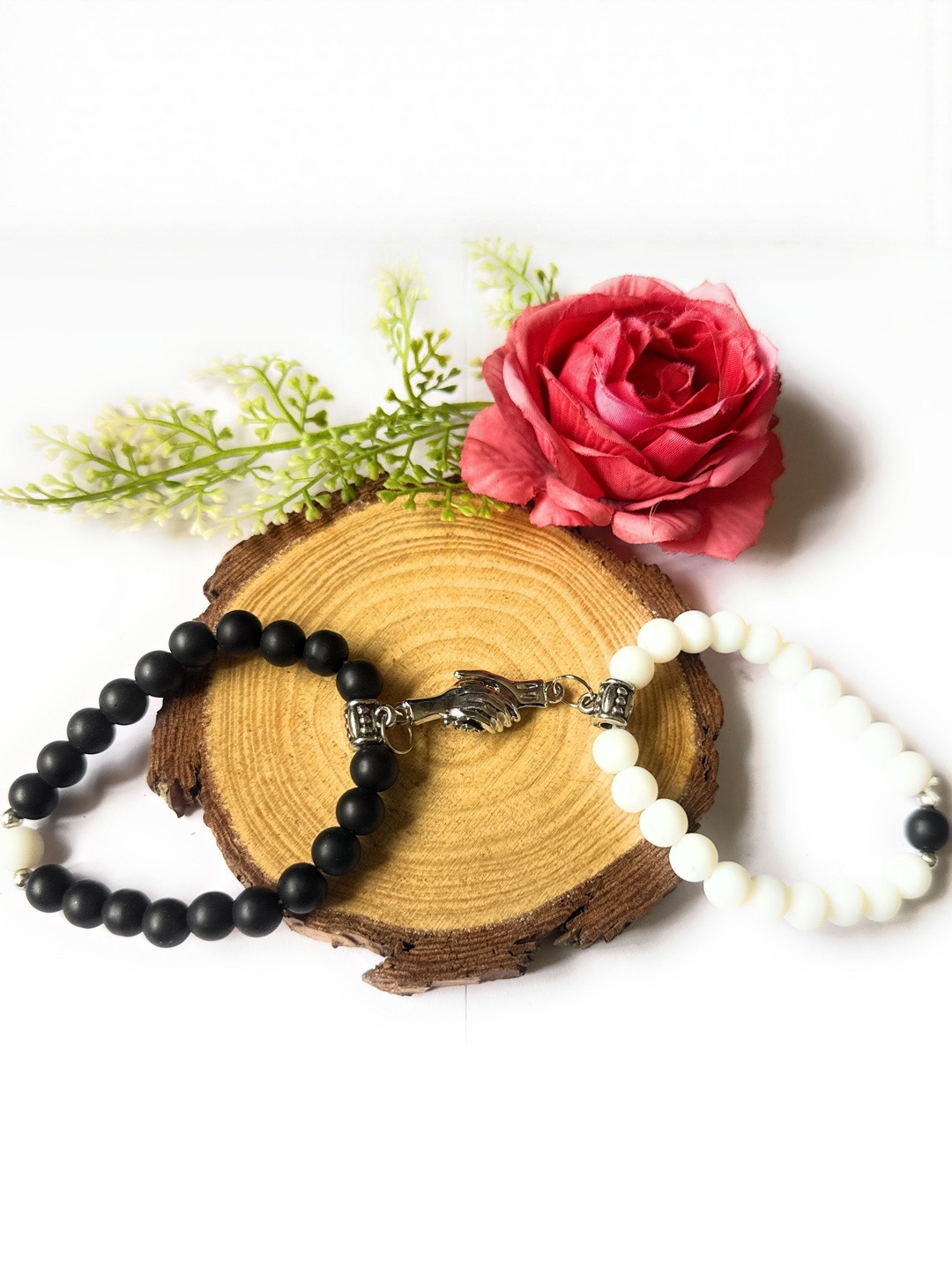 UWISH Unisex Black Handshake Bracelet