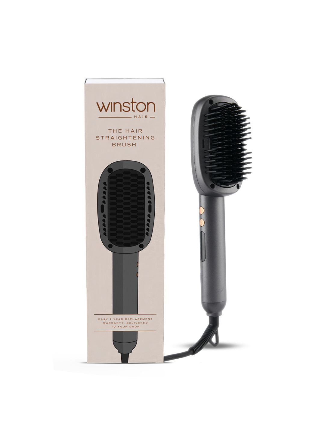 WINSTON Hair Straightener Brush With Anti-Burn Bristles