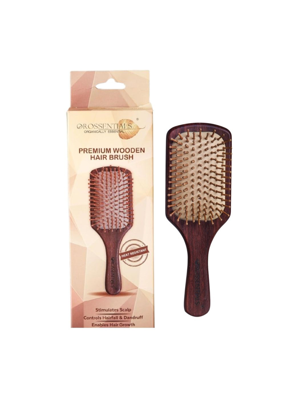OROSSENTIALS Premium Wooden Hair Brush - Brown