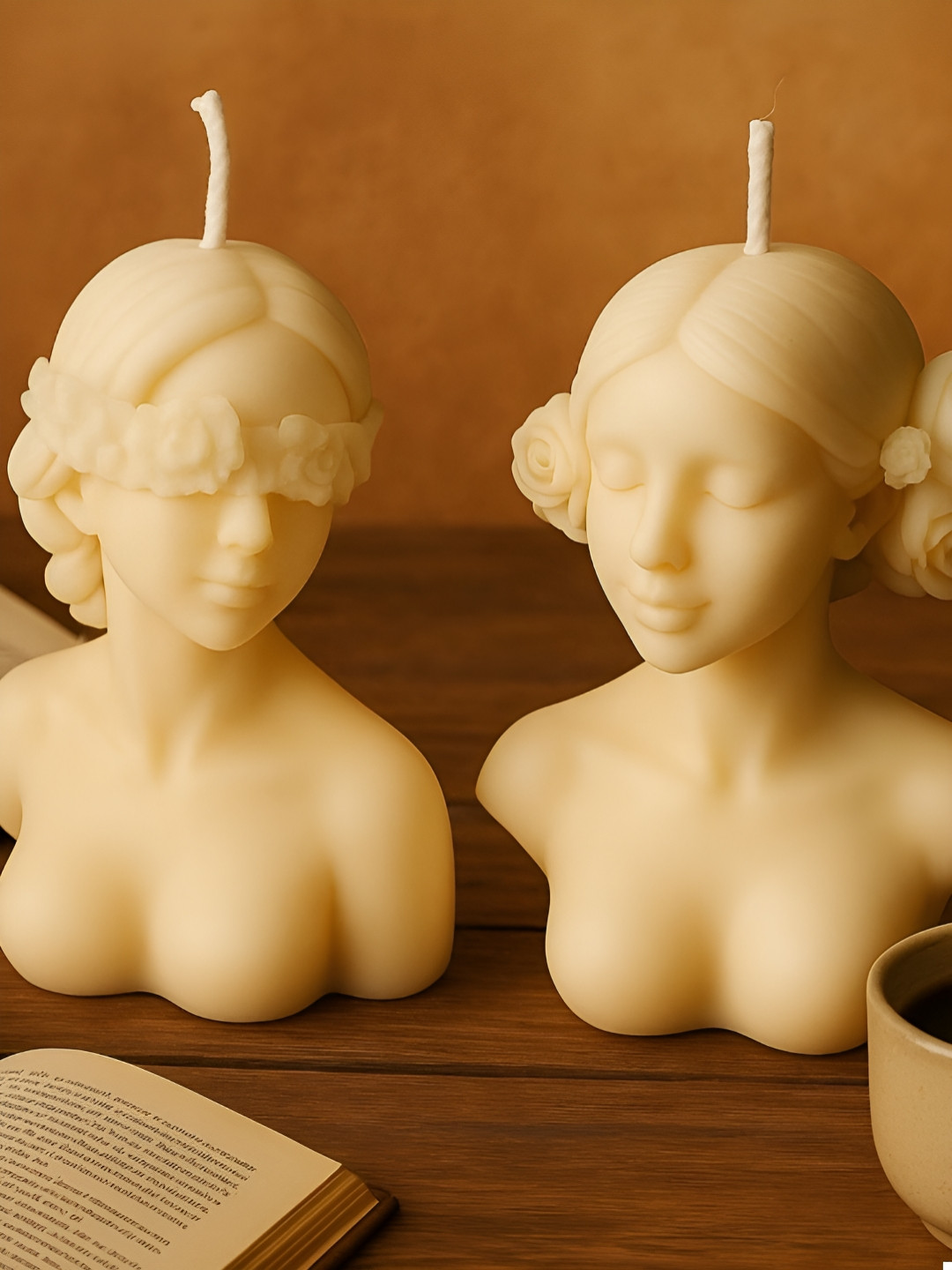 Mandy & Co Pack of 2 Blindfold & Floral Lady Lead-Free Wick Scented Candles