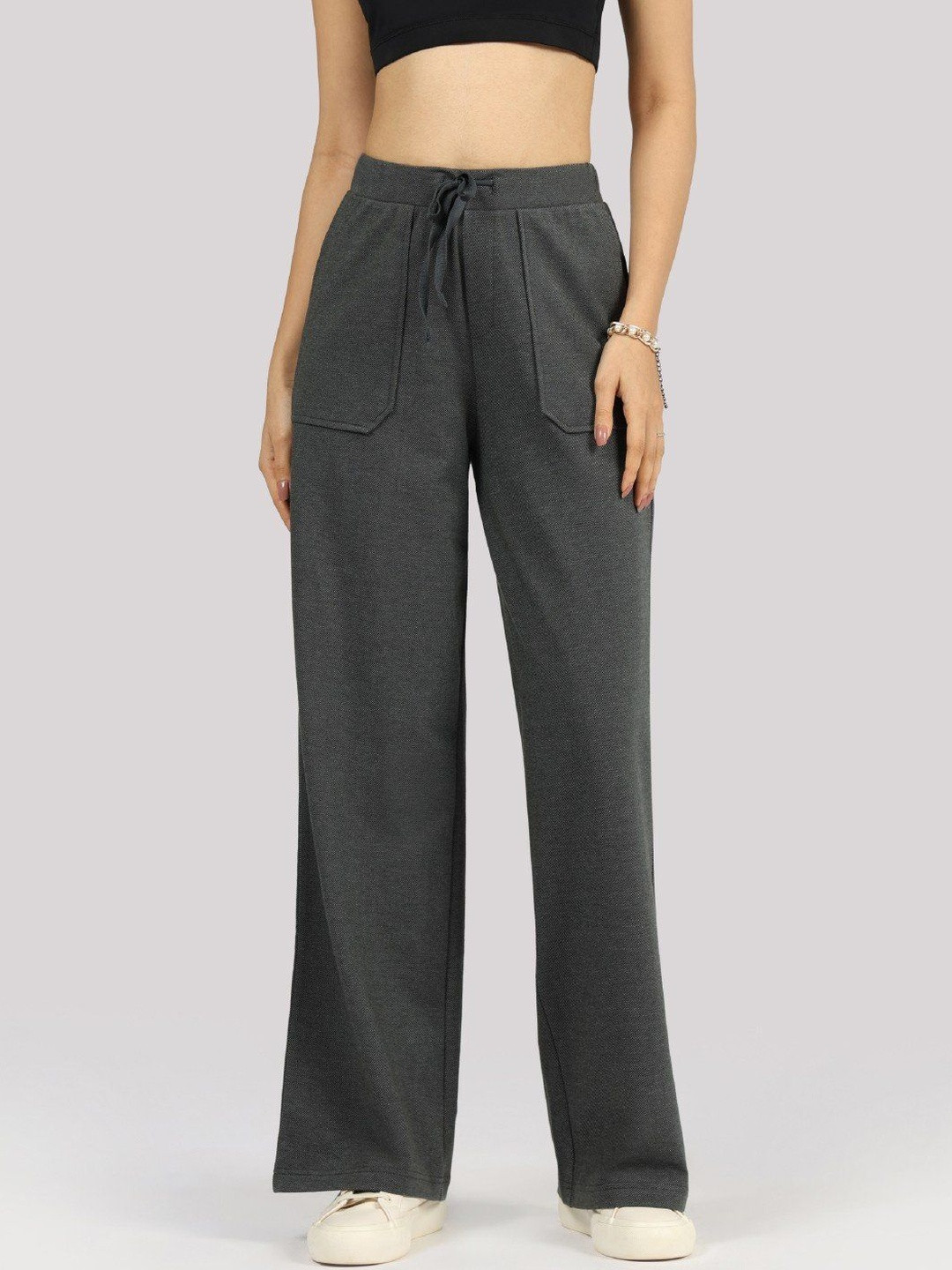 Blissclub Womens Work-To-Wine Twill Pants Drawstring Patch Pocket