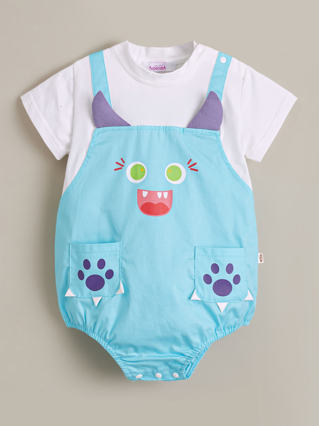 Hopscotch Boys Blue Friendly Monster Bubble Onesie