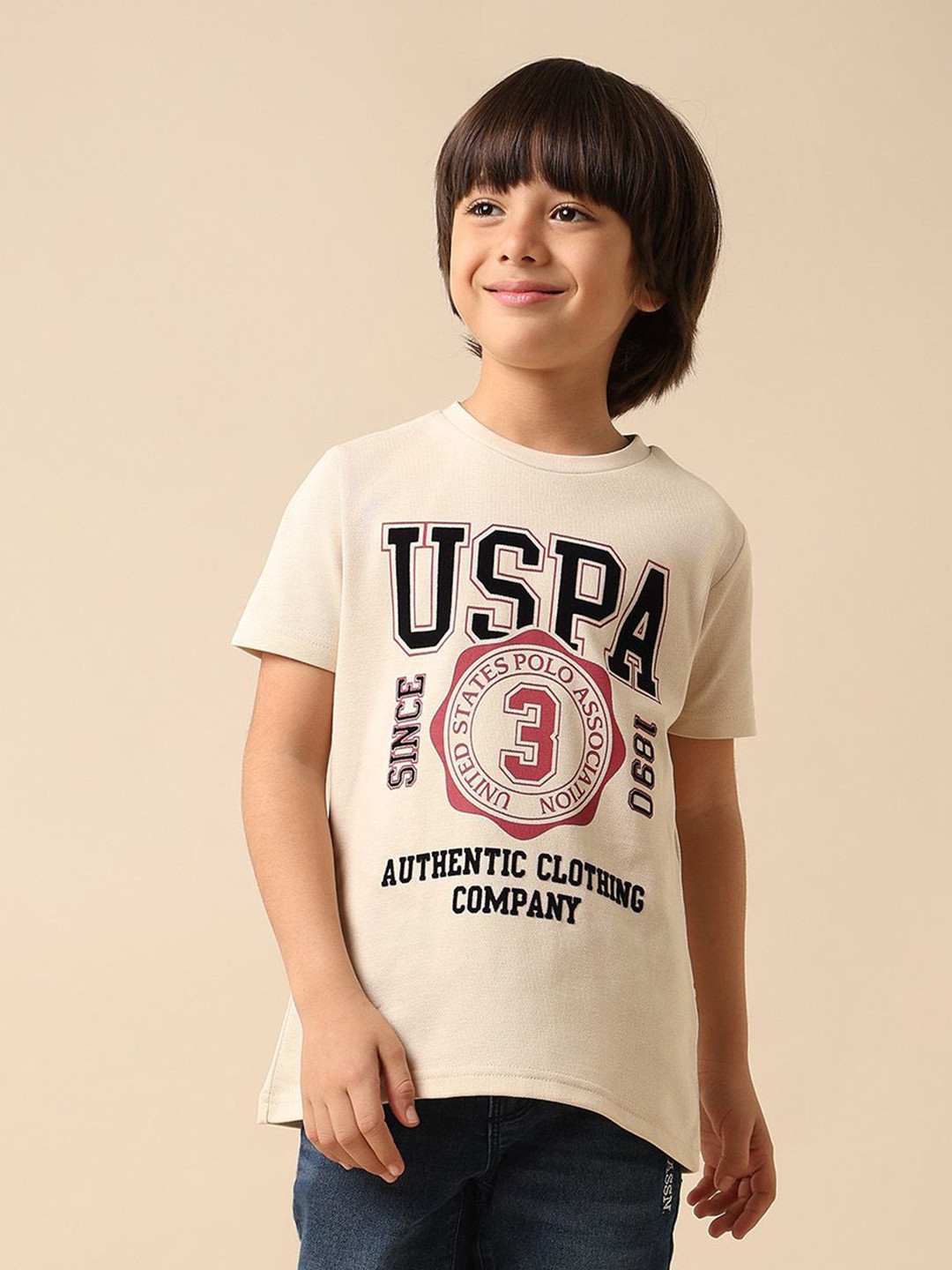 Uspa Kids Boys Graphic Printed Pure Cotton T-shirt
