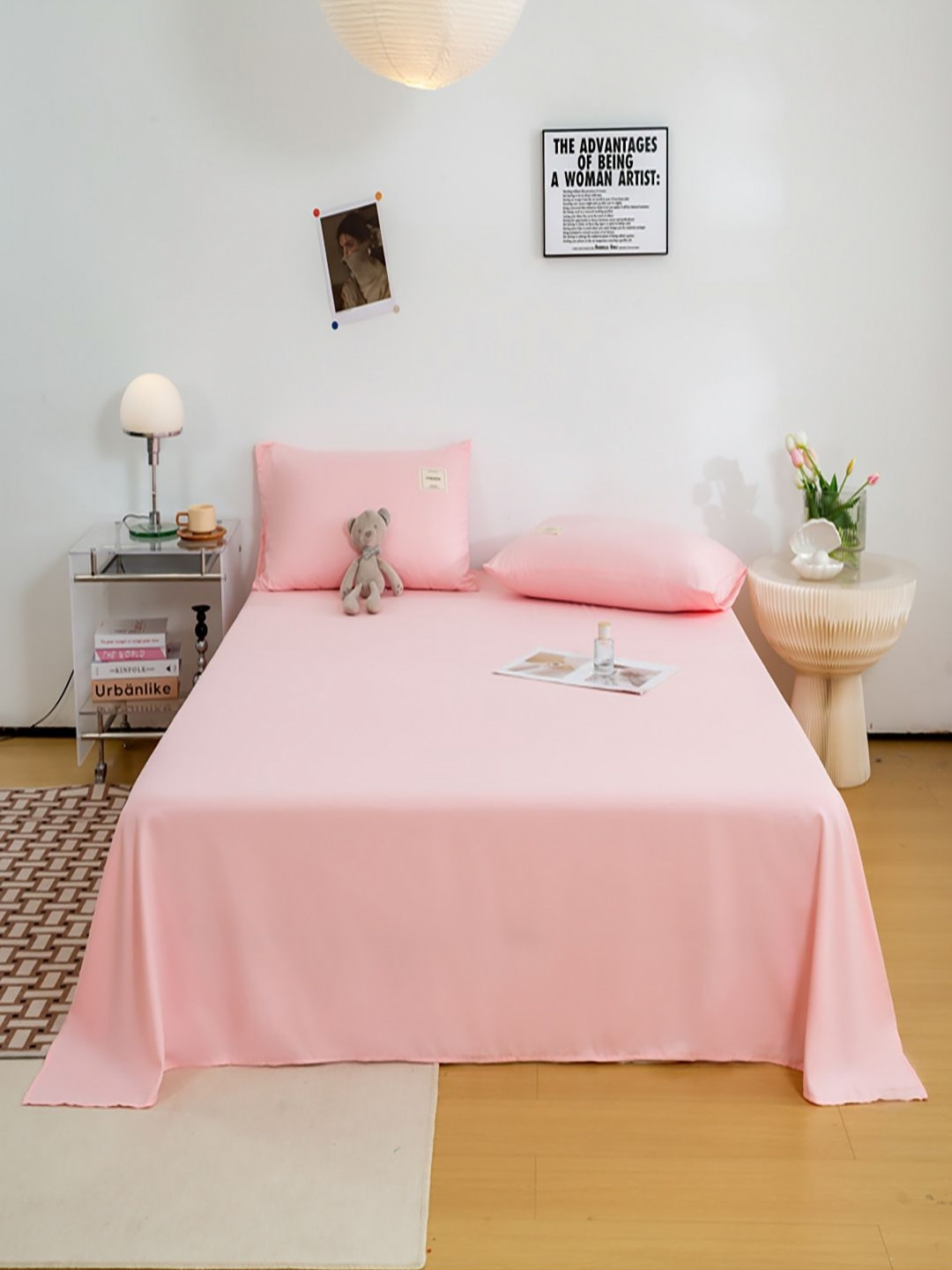 JC HOME Pink 140 TC King Bedsheet Set 2.45 m x 2.5 m
