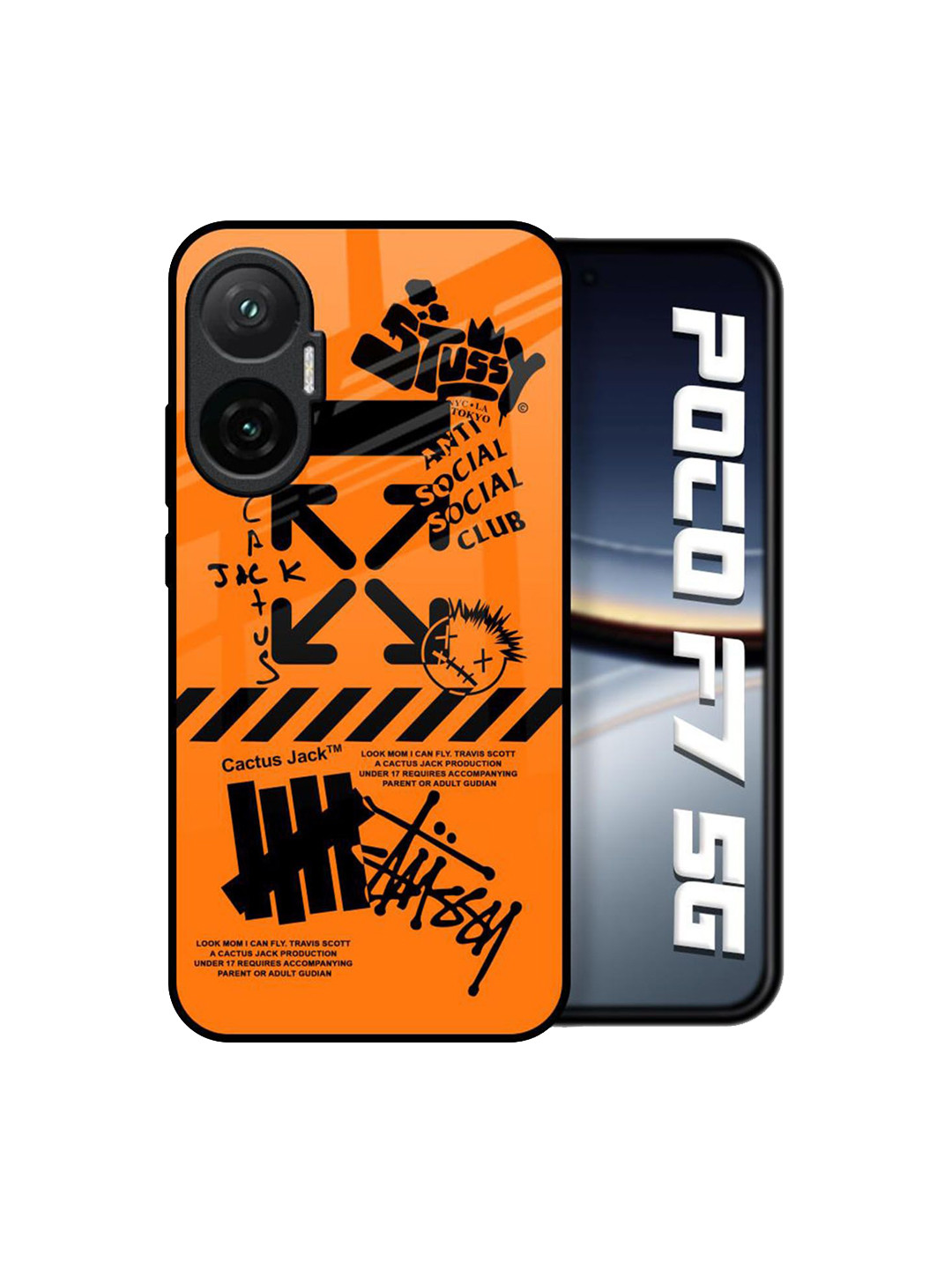 QRIOH Unisex Poco F7 5G Typography Anti Social Club Shockproof Glass Back Case