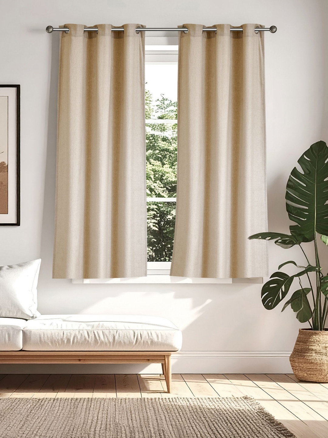 Home Centre Mellow Beige 2 Pieces Window Curtains