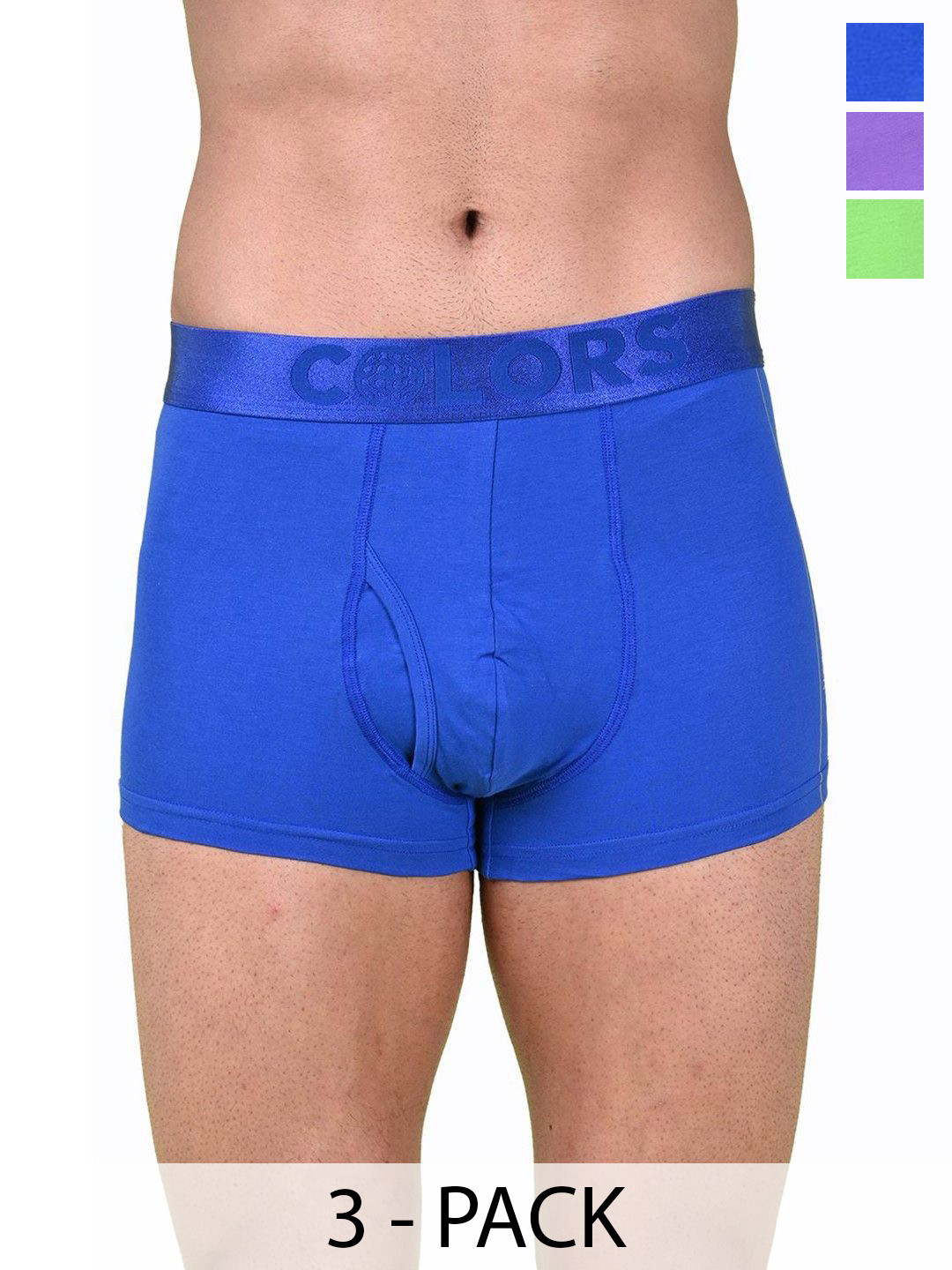 COLORS by Rupa Frontline Pack Of 3 Trunks 1001-ElBL-NGrn-Prpl