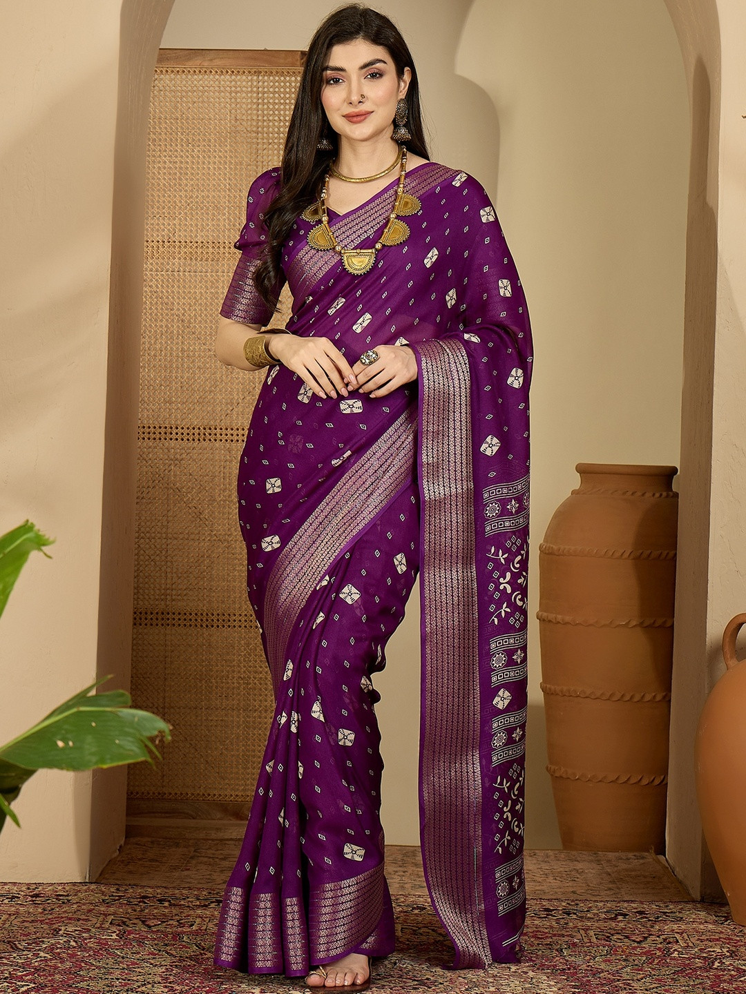 Sangria Bandhani Chiffon Saree