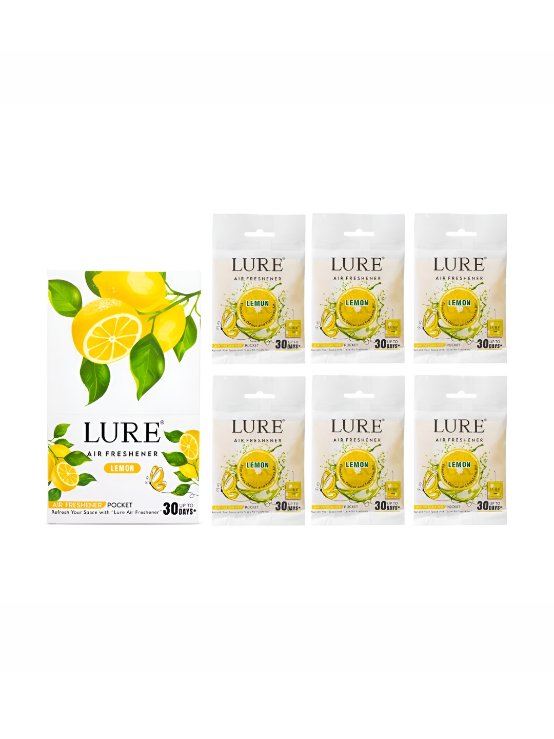 LURE Yellow & Green 6 Pieces Lemon Pocket Air Fresheners
