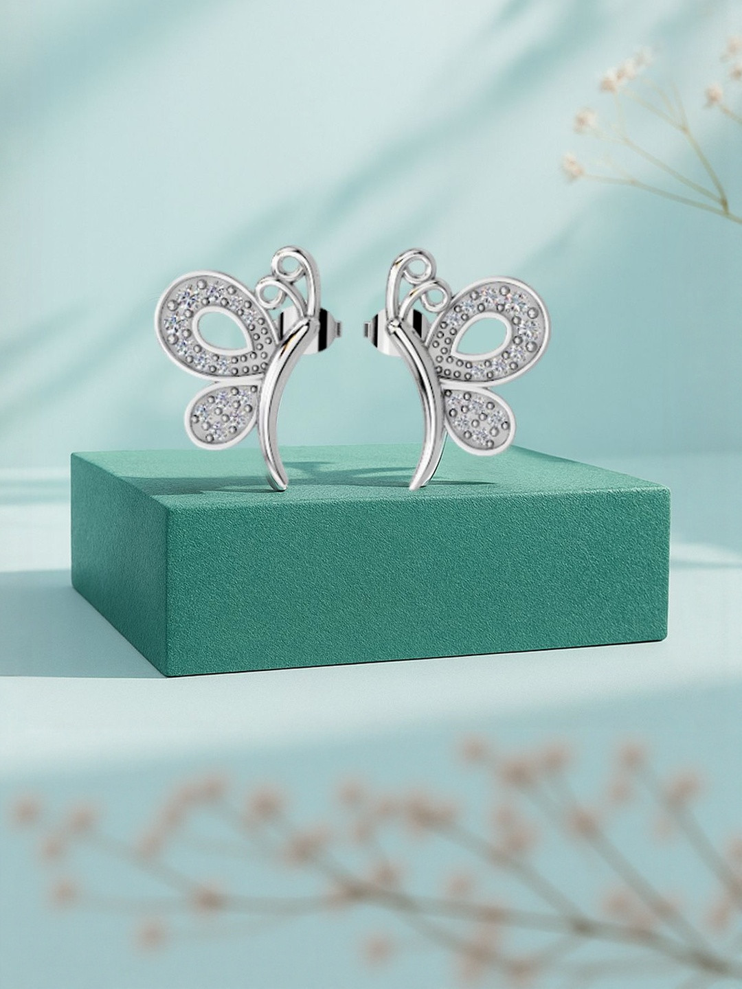 MISS HIGHNESS Rhodium-Plated 925 Silver Zircon Studs Earrings