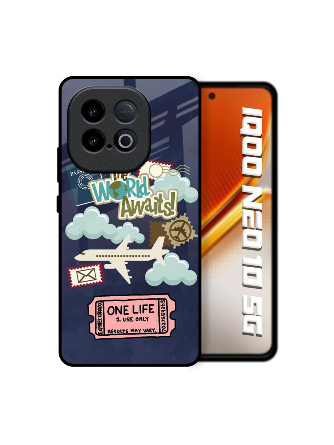 QRIOH Unisex iQOO Neo 10 5G Quirky Tour The World Shockproof Glass Back Case