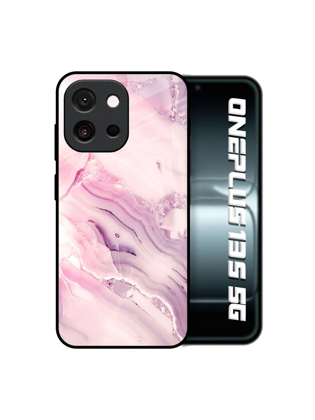 QRIOH Unisex OnePlus 13s 5G Abstract Diamond Pink Gradient Shockproof Glass Back Case