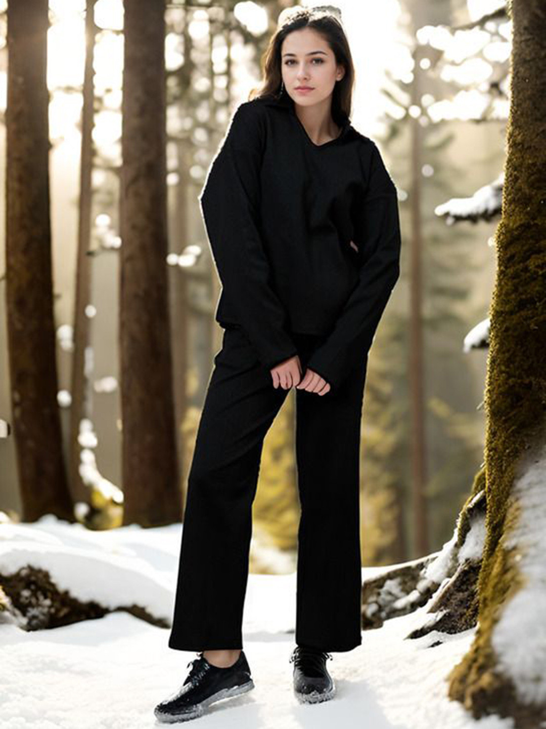 Athena Winter Wear Ribbed Polo Collar T-Shirt With Trouser