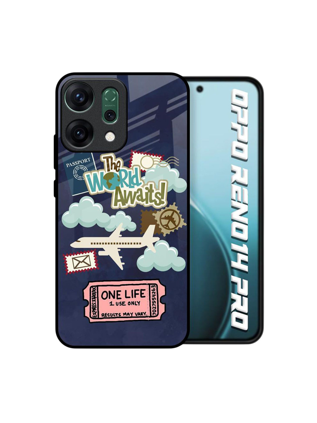 QRIOH Unisex Oppo Reno14 Pro 5G Quirky Tour The World Shockproof Glass Back Case