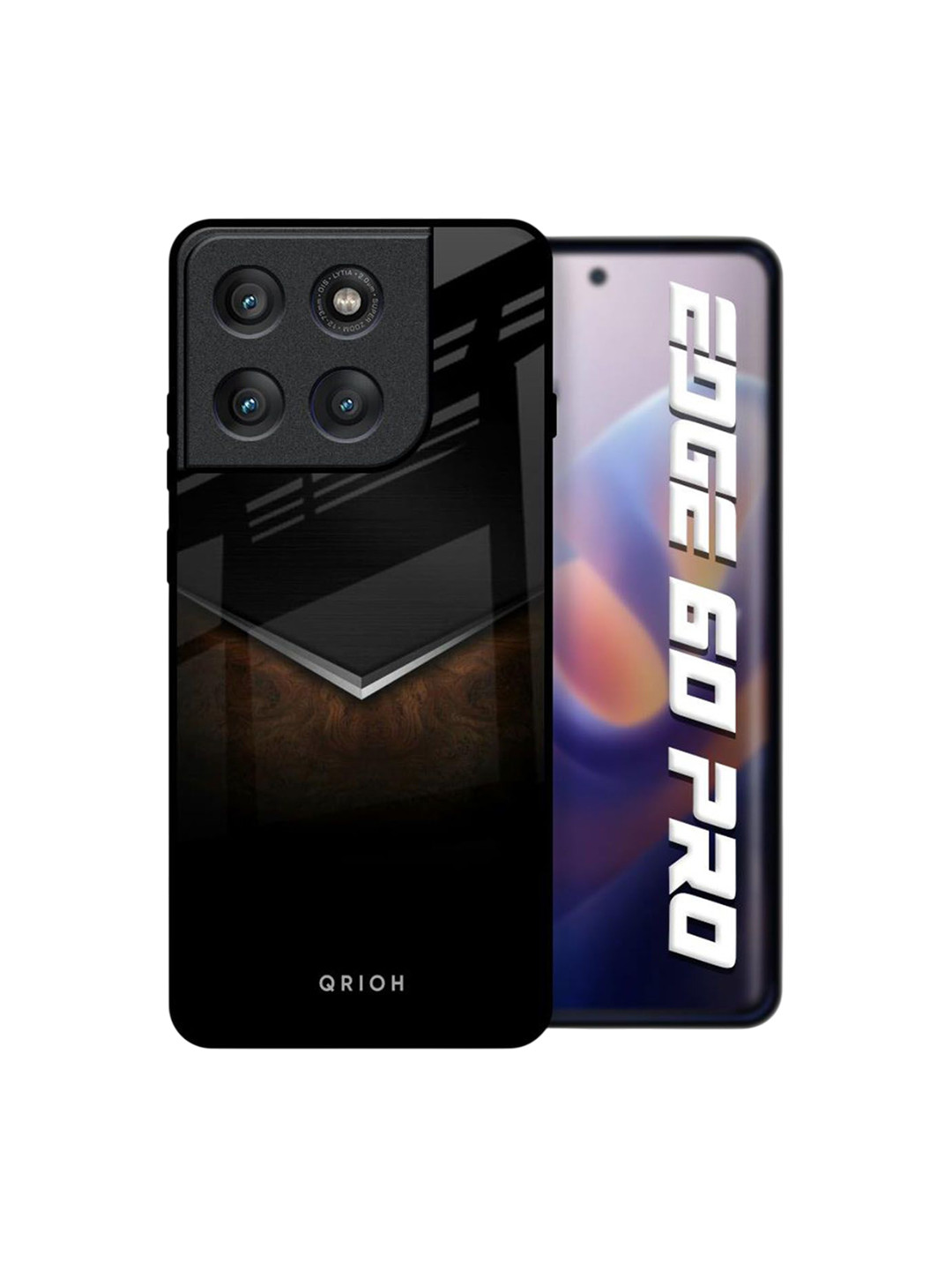 QRIOH Unisex Motorola Edge 60 Pro Quirky Dark Walnut Shockproof Real Glass Back Case