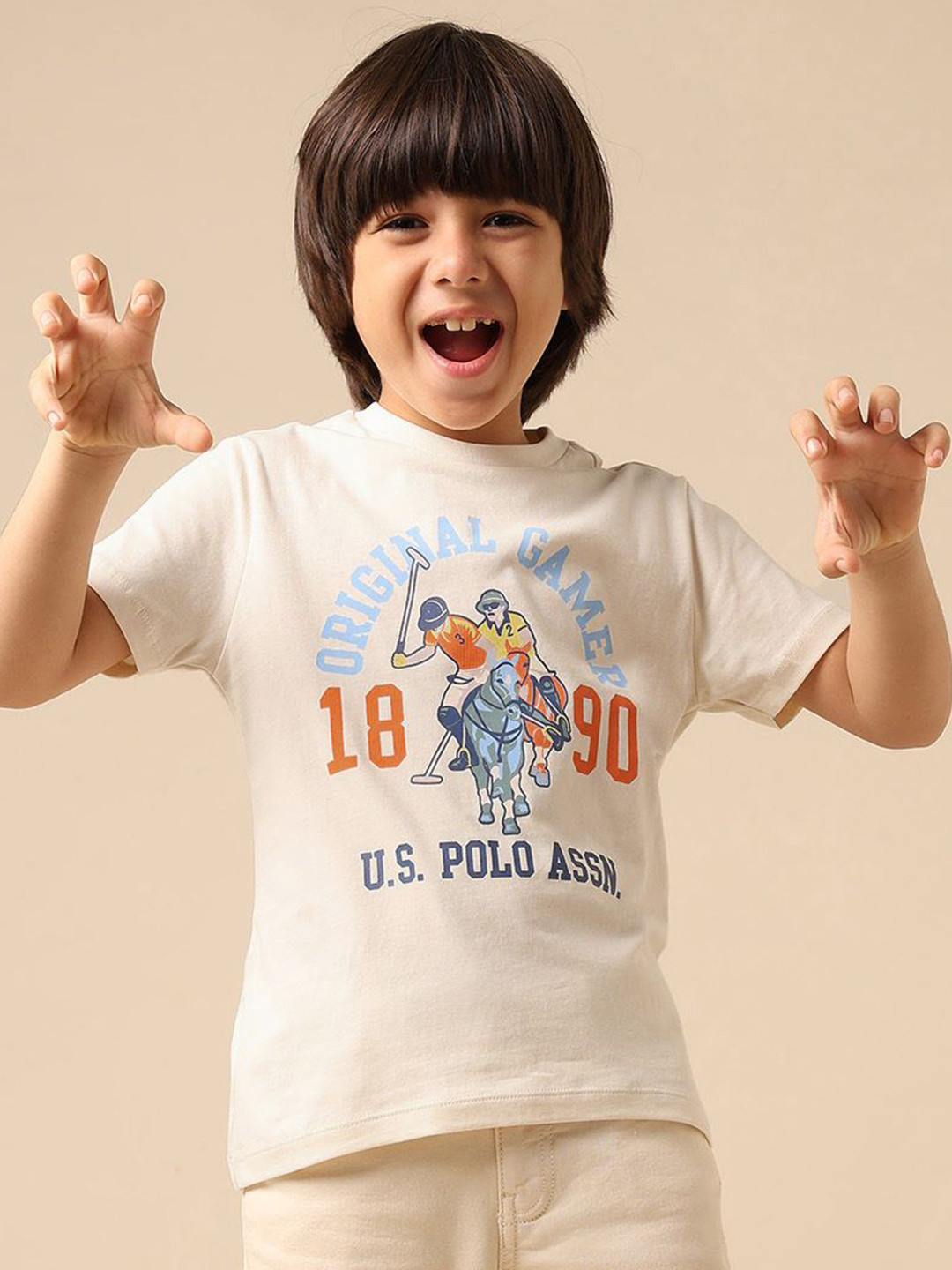 Uspa Kids Boys Pure Cotton Graphic Brand Printed T-shirt
