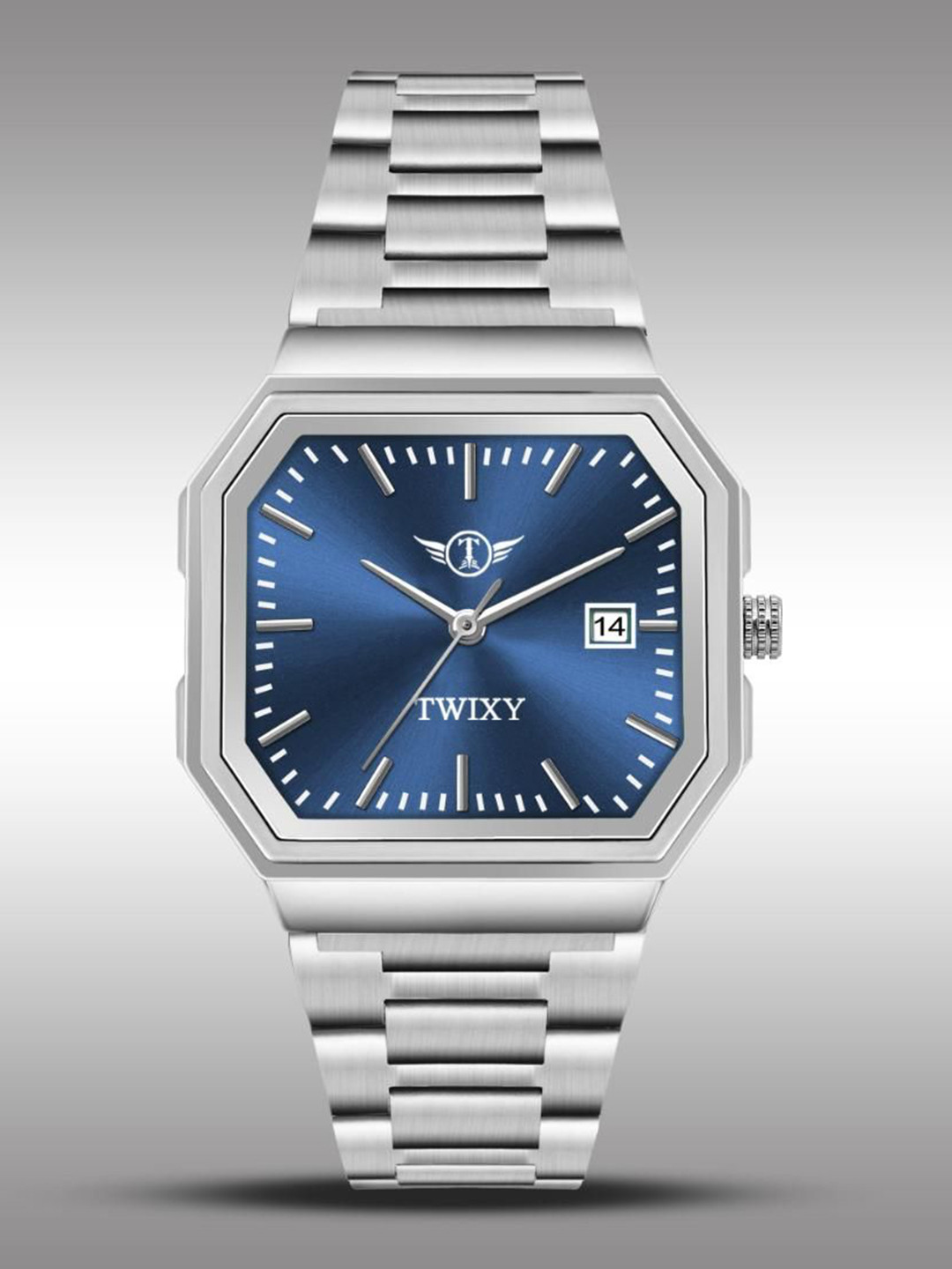 TWIXY Men Dial & Stainless Steel Bracelet Style Straps Analogue Watch TYW-6 SILVER-BLUE