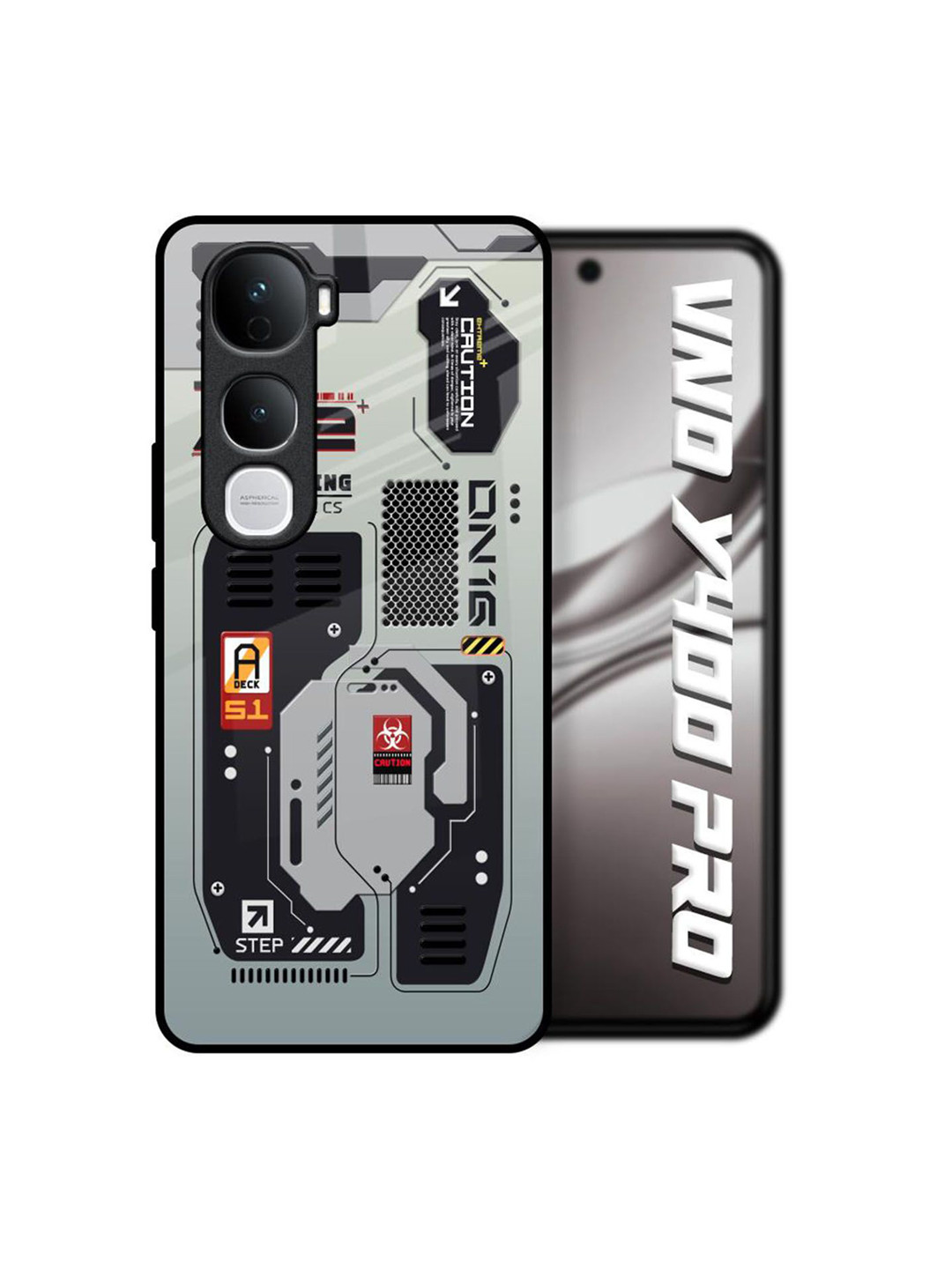 QRIOH Unisex Vivo Y400 Pro 5G Typography Techno Vibes Shockproof Glass Back Case