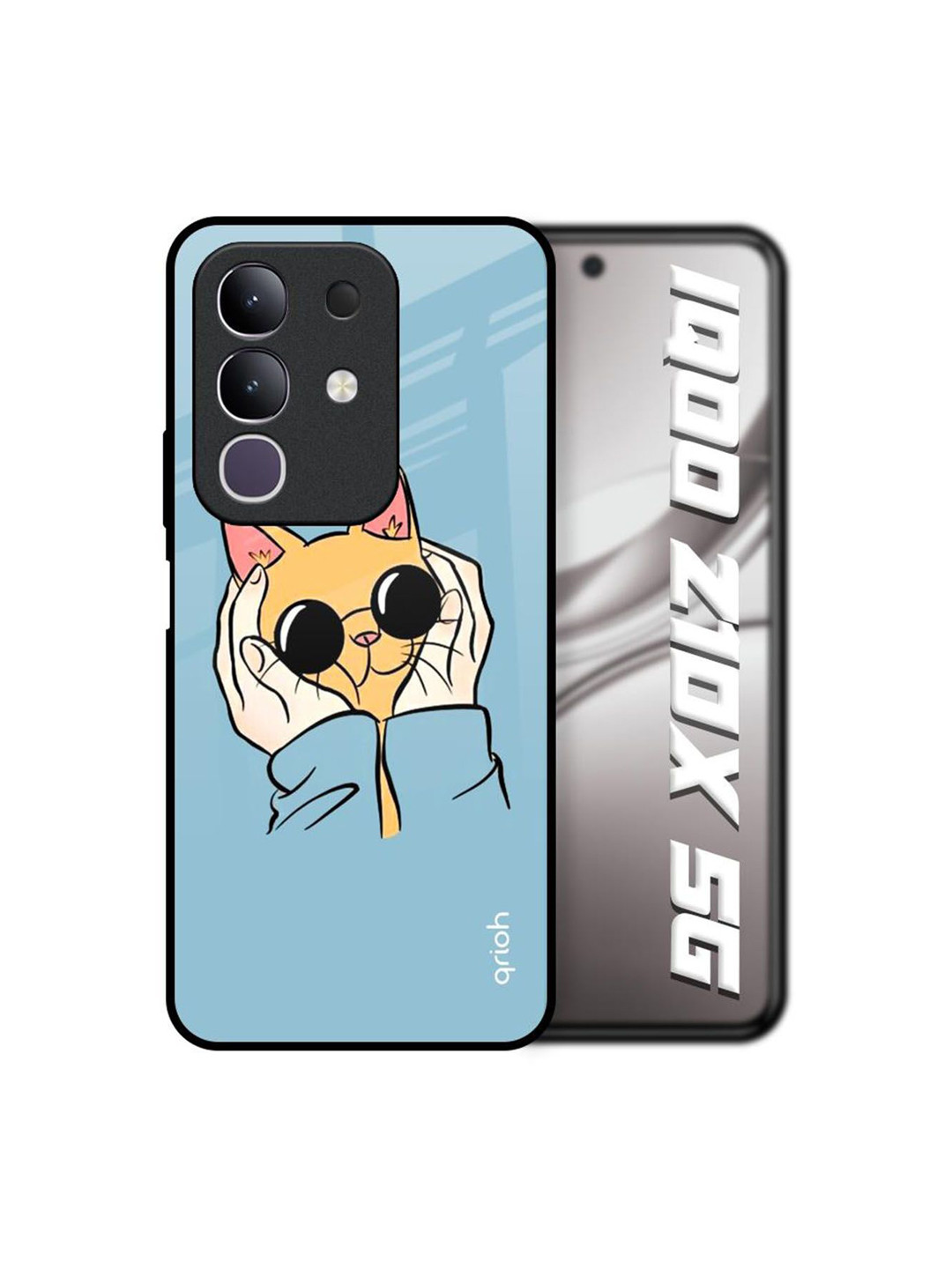 QRIOH Unisex IQOO Z10x 5G Quirky Adorable Cute Kitty Shockproof Glass Back Case